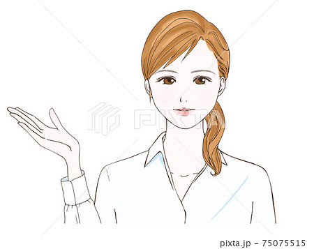 案内をする白シャツの女性のイラスト素材