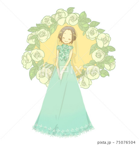 グリーンのカラードレスのイラスト素材