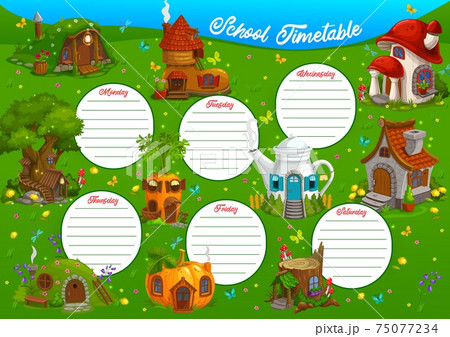 School timetable or education schedule template 75077234