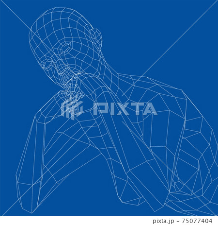 Wireframe girl in a sexy pose. Vector 75077404