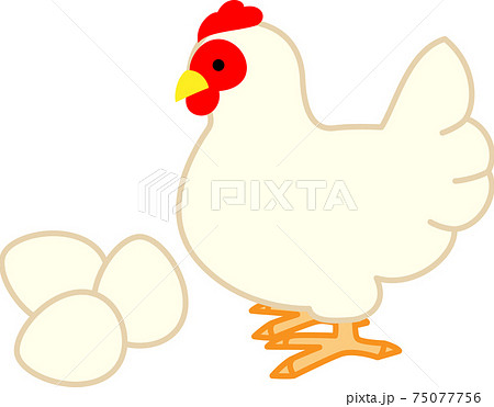 シンプルな鶏と卵のイラストのイラスト素材