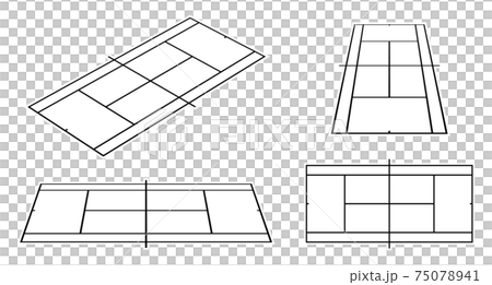 奥行きのあるテニスコートのイラスト素材