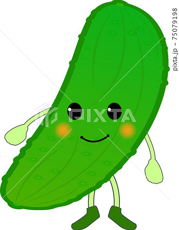かわいいきゅうりのキャラクターのイラスト素材