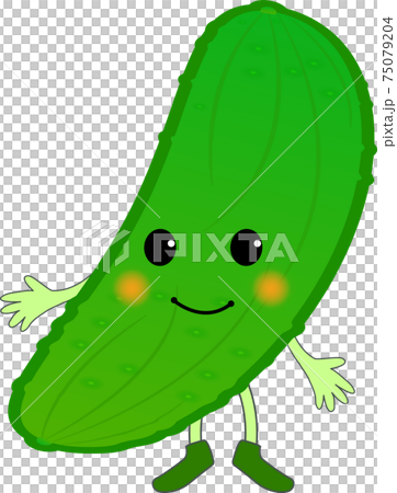 手を広げるかわいいきゅうりのキャラクターのイラスト素材 手を広げるかわいいきゅうりのキャラクターのイラスト素材