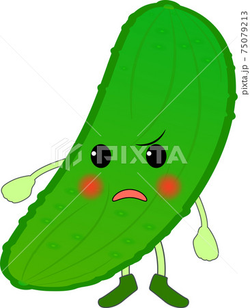 怒るかわいいきゅうりのキャラクターのイラスト素材