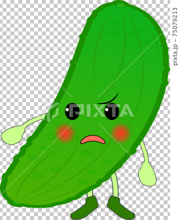 怒るかわいいきゅうりのキャラクターのイラスト素材