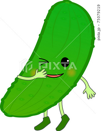 笑うかわいいきゅうりのキャラクターのイラスト素材
