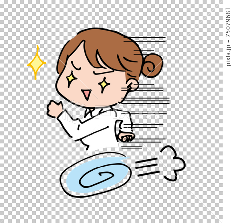 手描き漫画風のダッシュしてる女性のイラスト素材