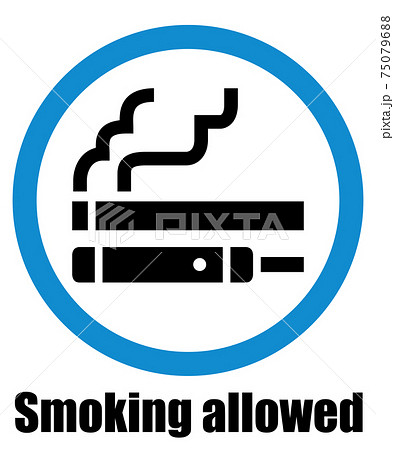 店内バナー注意書き 紙巻きタバコ加熱式タバコ喫煙可能ポップ英語表示のイラスト素材