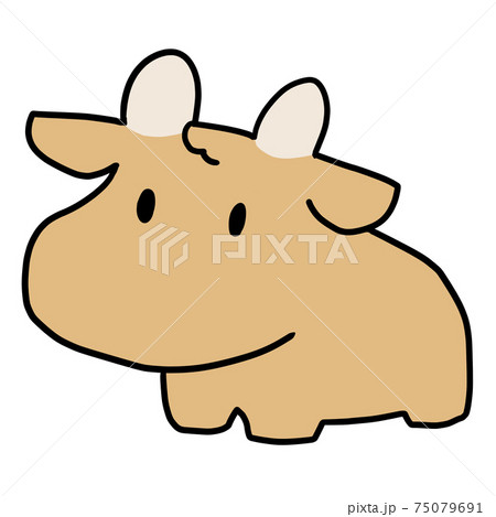 かわいい赤牛のイラストのイラスト素材