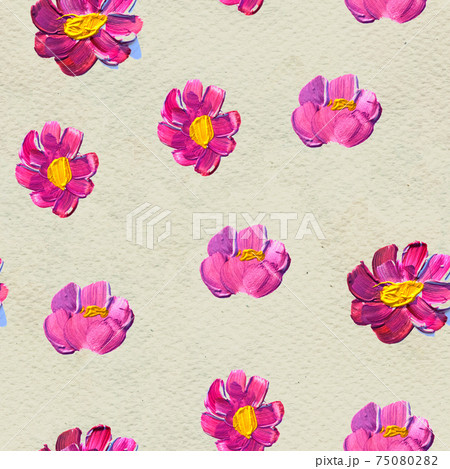 Seamless pattern with flowers. Watercolor or acrylic painting. Hand drawn floral background. 75080282