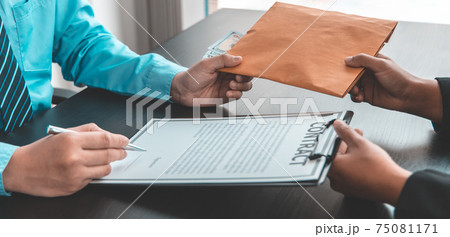 Anti corruption ,Businessmen give illegal or corrupt bribes in brown envelopes to employees to approve projects, Evil planning and illegal activities. Anti corruption ,Businessmen give illegal or corrupt bribes in brown envelopes to employees to approve projects, Evil planning and illegal activities. 75081171