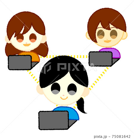 リモートワークをする人たちのイラストのイラスト素材 リモートワークをする人たちのイラストのイラスト素材