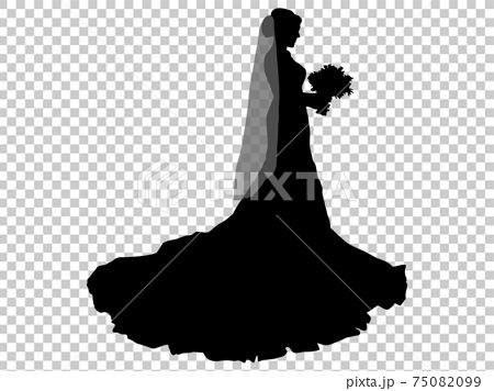 Female silhouette in a wedding dress with a... - Stock Illustration ...