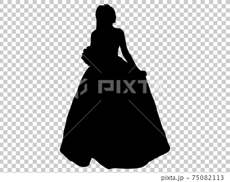 ウェディングドレス姿の女性シルエット 11のイラスト素材