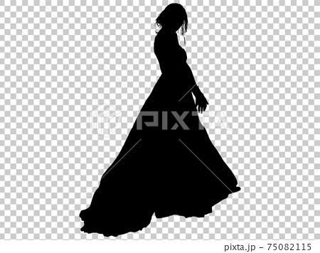 ウェディングドレス姿の女性シルエット 12のイラスト素材