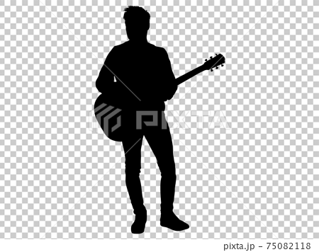 ギターを演奏する男性のシルエットのイラスト素材