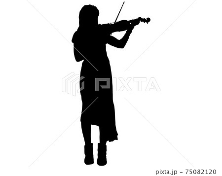 バイオリンを演奏する女性のシルエットのイラスト素材 7501