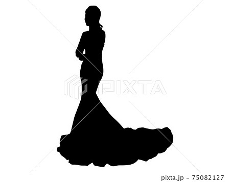 ウェディングドレス姿の女性シルエット 2のイラスト素材