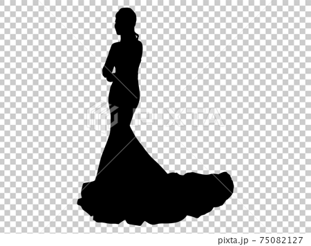 ウェディングドレス姿の女性シルエット 2のイラスト素材