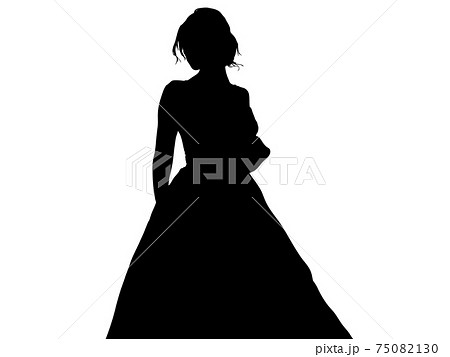 ウェディングドレス姿の女性シルエット_4 ウェディングドレス姿の女性シルエット_4 75082130