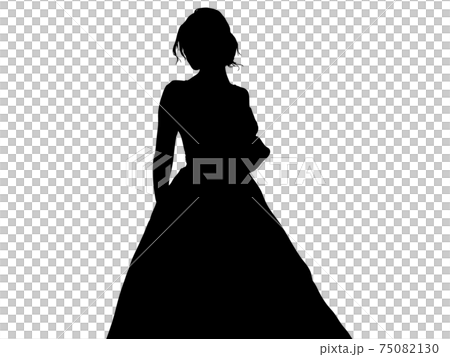 ウェディングドレス姿の女性シルエット_4 ウェディングドレス姿の女性シルエット_4 75082130