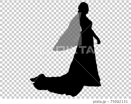 ウェディングドレス姿の女性シルエット_5 ウェディングドレス姿の女性シルエット_5 75082131