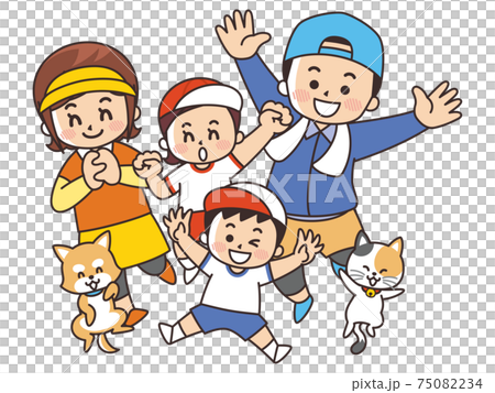 Exercise family and pet sports parent and child 75082234
