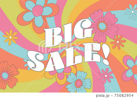 レトロな渦巻と花の背景素材 レトロな渦巻と花の背景素材 75082954