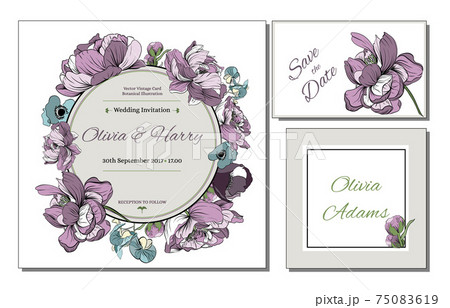 Wedding set. Save the date, guest card. Wedding set. Save the date, guest card. 75083619