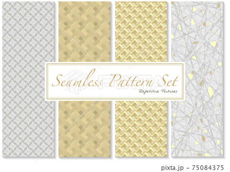 Seamless Patterns in Gold and White Colors Seamless Patterns in Gold and White Colors 75084375