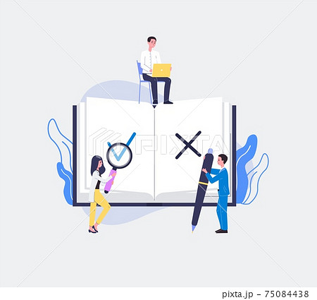 Regulatory compliance with business people, flat vector illustration isolated. 75084438