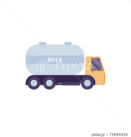 Tanker truck, car for transportation and delivery milk a flat vector illustration 75084639
