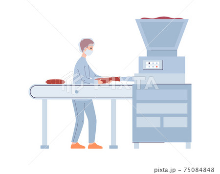 Production of natural meat food a vector flat isolated illustration Production of natural meat food a vector flat isolated illustration 75084848