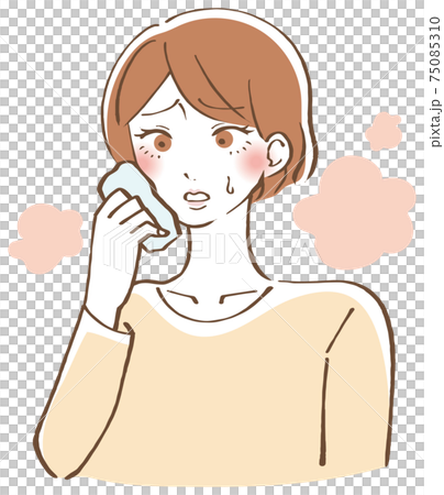 ほてり　暑がる 女性イラスト 75085310