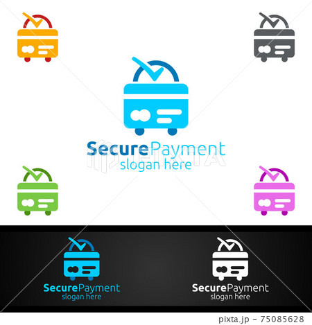 Shopping Online Secure Payment Logo for Security Online Shopping. Financial Transaction. Sending Money. Mobile Banking Service Logotype 75085628