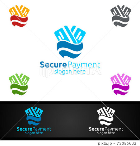 Global Online Secure Payment Logo for Security Online Shopping. Financial Transaction. Sending Money. Mobile Banking Service Logotype 75085632