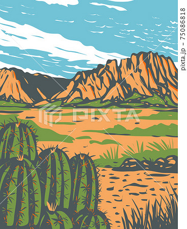 Chihuahuan Desert covering parts of Big Bend National Park in Mexico and southwestern United States WPA Poster Art 75086818