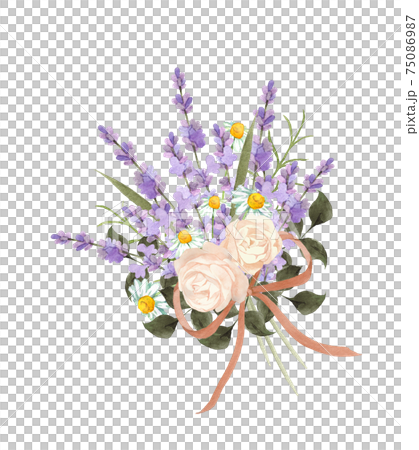 Bouquet of roses and lavender 75086987