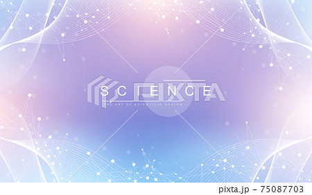 Expansion of life. Colorful explosion background with connected line and dots, wave flow. Visualization Quantum technology. Abstract graphic background explosion, motion burst, vector illustration 75087703