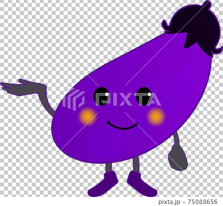 案内するなすびの可愛いキャラクターのイラスト素材 案内するなすびの可愛いキャラクターのイラスト素材