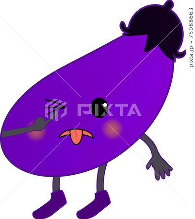 あっかんべーをするなすびの可愛いキャラクターのイラスト素材