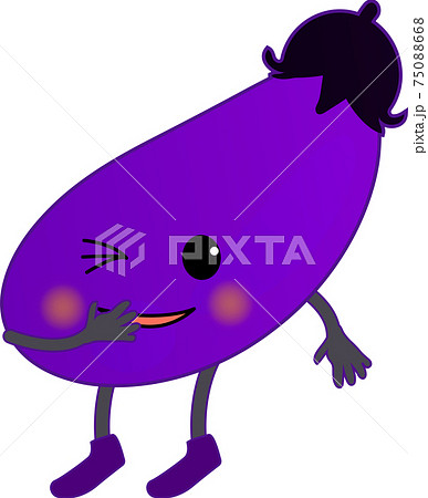 笑うなすびの可愛いキャラクターのイラスト素材