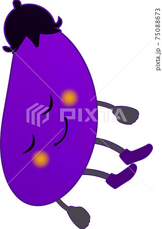 眠るなすびの可愛いキャラクターのイラスト素材