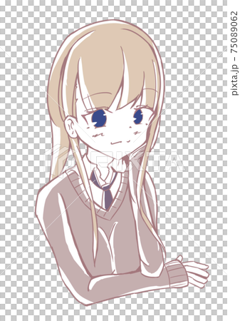 頬杖をつく女性のイラスト素材