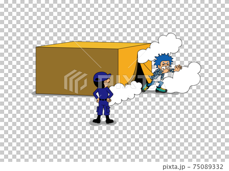 防災訓練で煙体験をする子ども 防災訓練で煙体験をする子ども 75089332