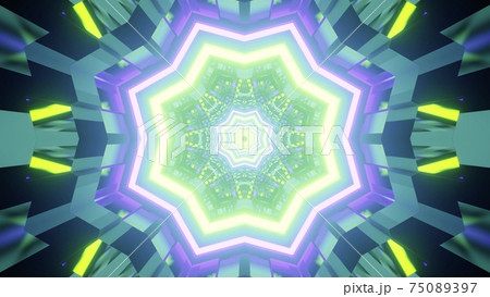 3d illustration of kaleidoscopic glowing corridor 75089397