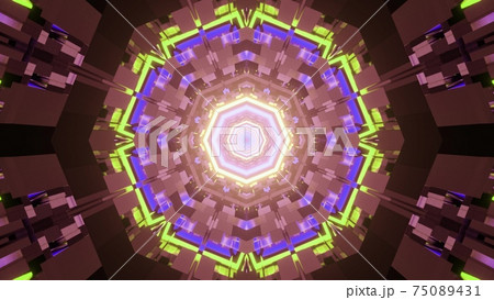 Abstract ornamental pattern with symmetrical lines in 3D illustration 75089431