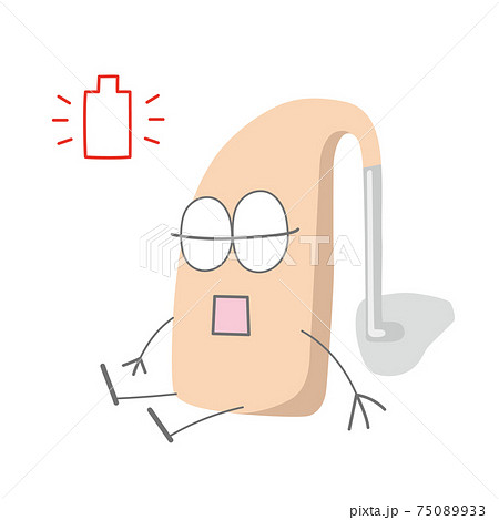 耳かけ補聴器のイラスト電池切れ 75089933
