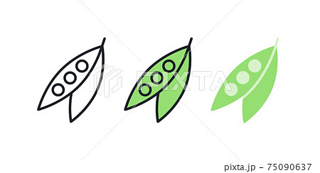 Peas icon. Linear color icon, contour, shape, outline isolated on white. Thin line. Modern design. Vector set. Illustrations of vegetables. 75090637